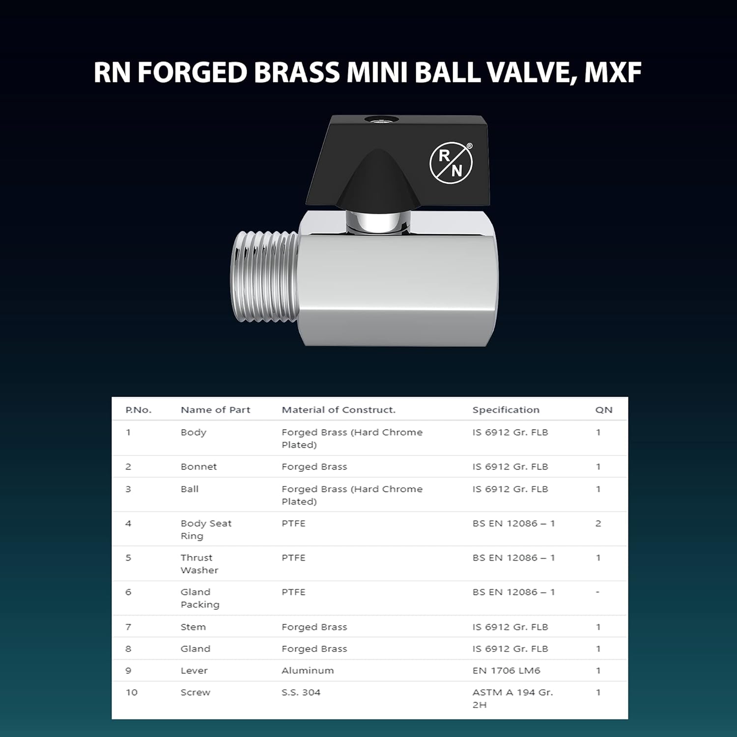 RN 10 mm Mini Brass Ball Valves Male x Female 2200M_4