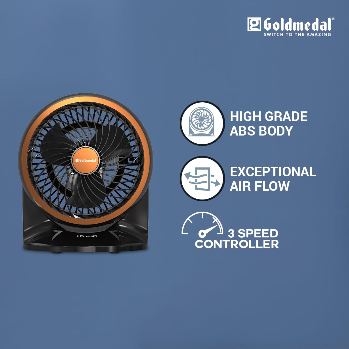 Goldmedal I Fresh 230 mm 3 Blades Black Table Fan_1