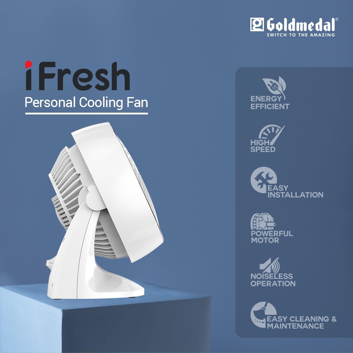 Goldmedal I Fresh 230 mm 3 Blades White Table Fan_1