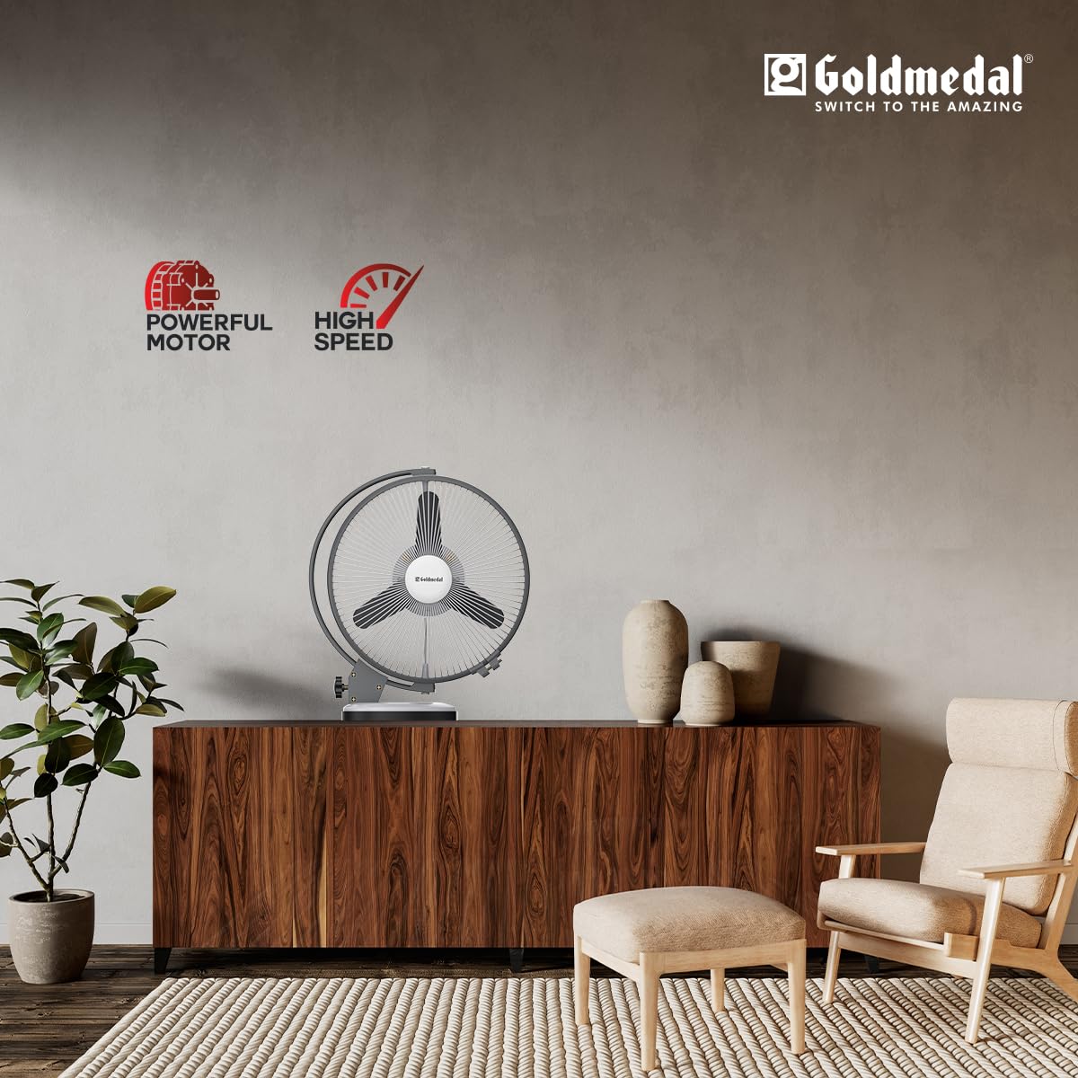 Goldmedal Tristar 225 mm 3 Blades White Grey Table Fan_1