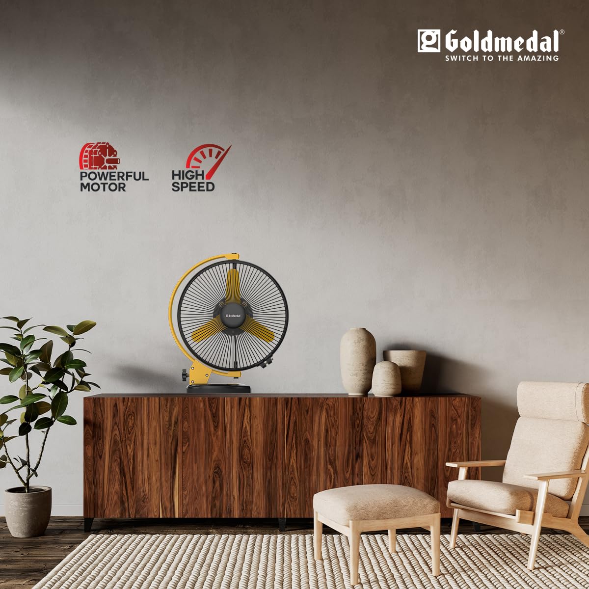 Goldmedal Tristar 225 mm 3 Blades Black Yellow Table Fan_3