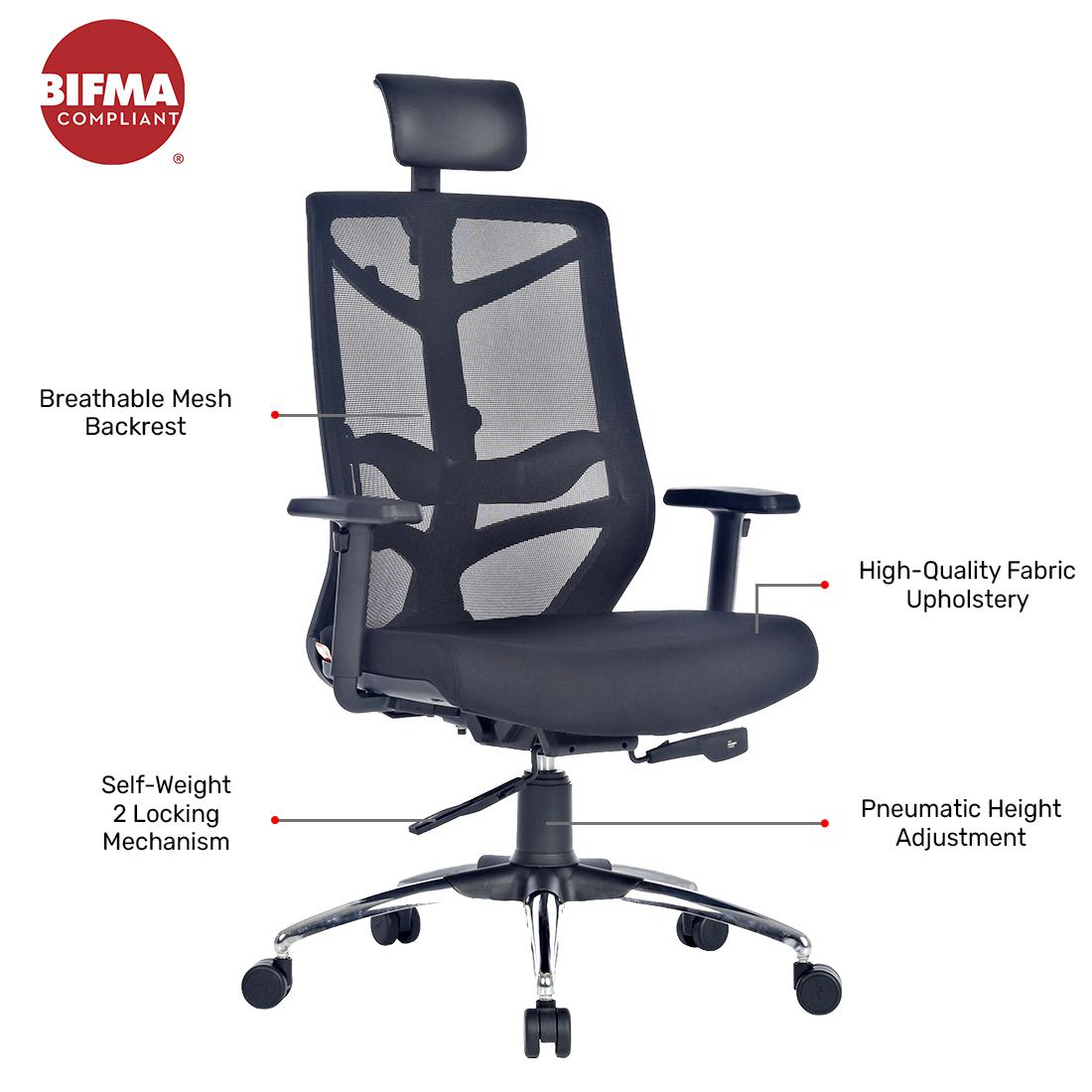 Durian Mesh Chair Black 630x675x1300 mm Two Pieces Injection Moulded Office Chairs_2