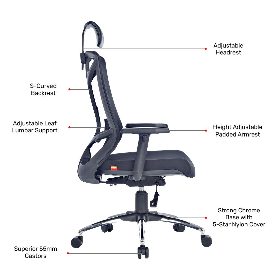 Durian Mesh Chair Black 630x675x1300 mm Two Pieces Injection Moulded Office Chairs_3
