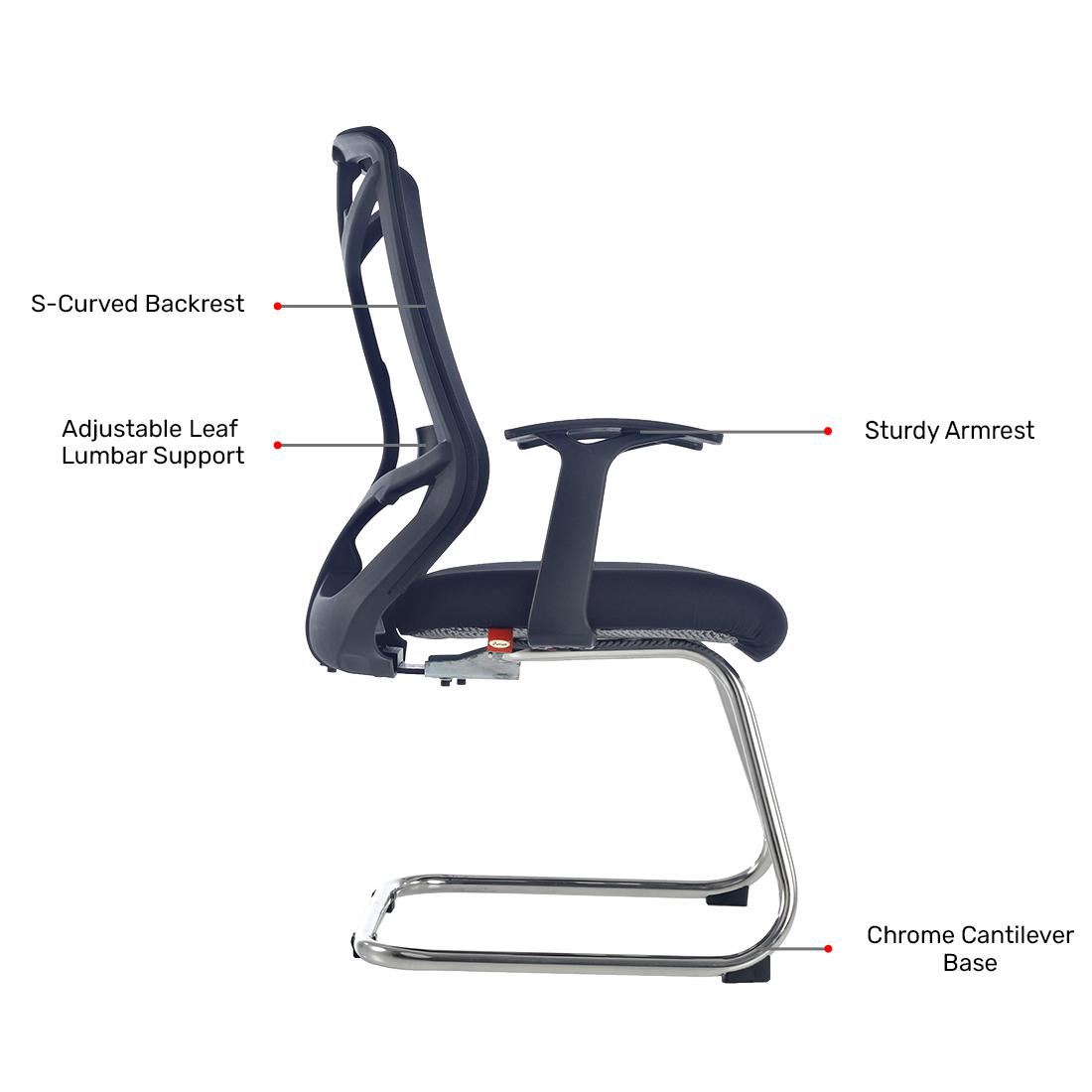 Durian Cantilever Mesh Chair Black 600 x 630 x 1030 mm Two Piece Injection Moulded Office Chairs_3