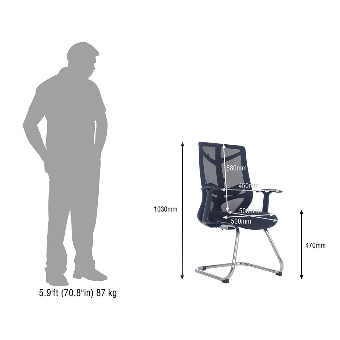 Durian Mesh Chair Black 610 x 705 x 1280 mm Two Pieces Injection Moulded Office Chairs_4