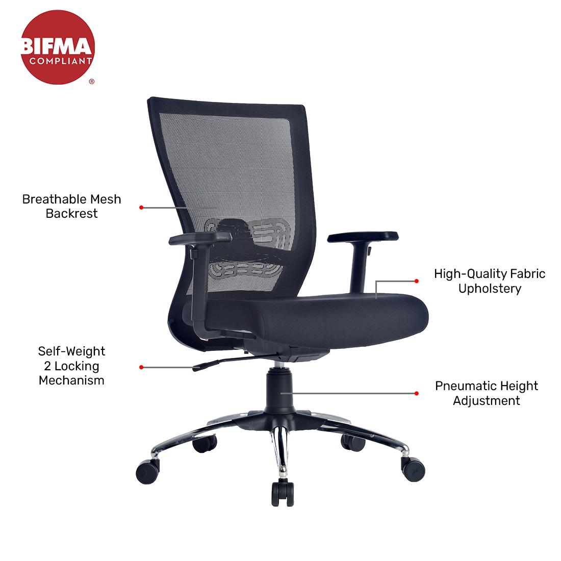 Durian Mesh Chair Black 610 x 705 x 1085 mm Two Pieces Injection Moulded Office Chairs_2