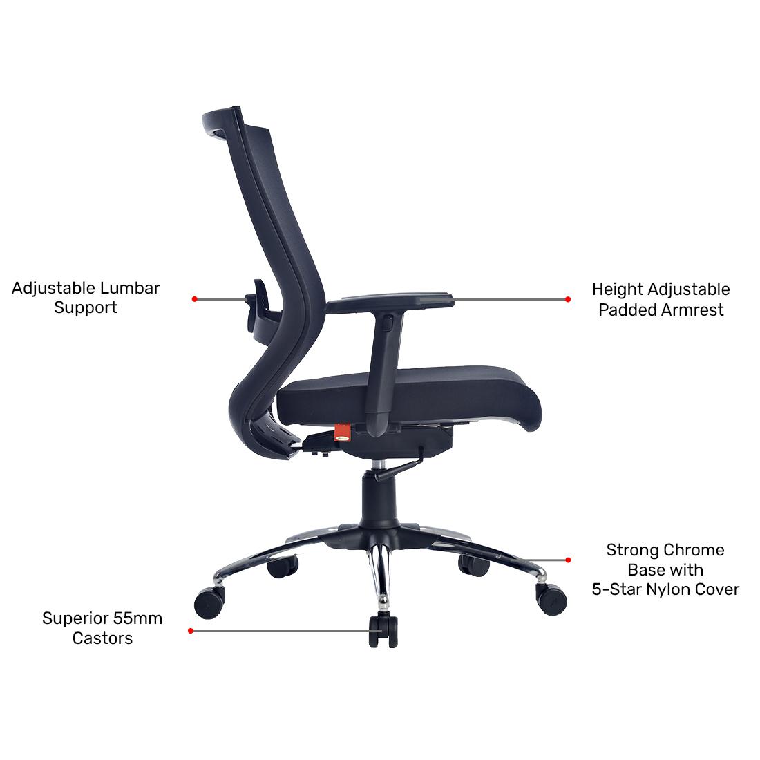 Durian Mesh Chair Black 610 x 705 x 1085 mm Two Pieces Injection Moulded Office Chairs_3