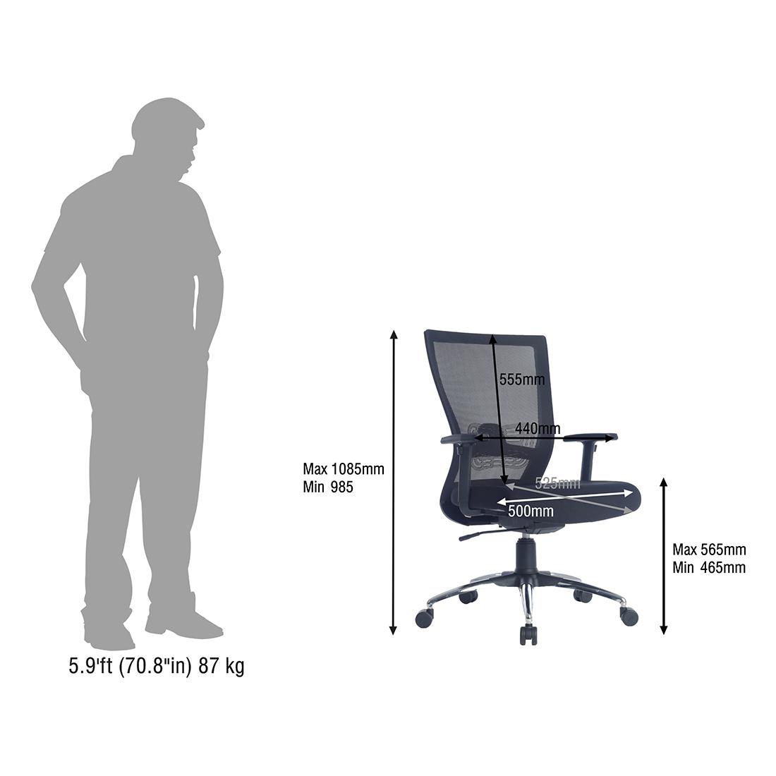 Durian Mesh Chair Black 610 x 705 x 1085 mm Two Pieces Injection Moulded Office Chairs_4