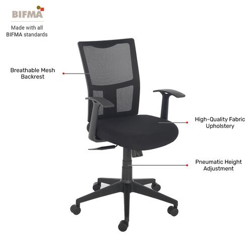 Durian Mesh Chair Black 560 x 660 x 1000 mm Two Pieces Injection Moulded Office Chairs_2