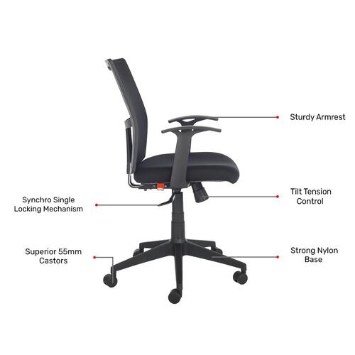 Durian Mesh Chair Black 560 x 660 x 1000 mm Two Pieces Injection Moulded Office Chairs_3