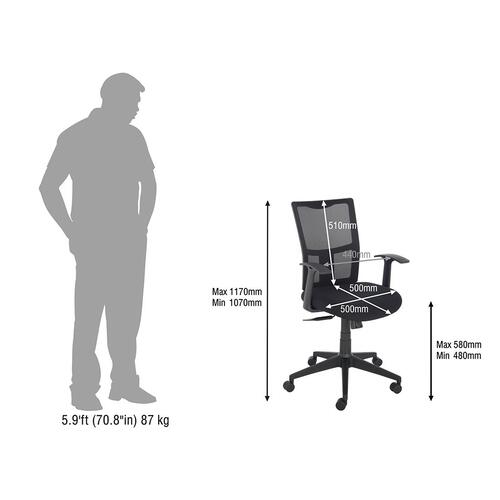 Durian Mesh Chair Black 560 x 660 x 1000 mm Two Pieces Injection Moulded Office Chairs_4