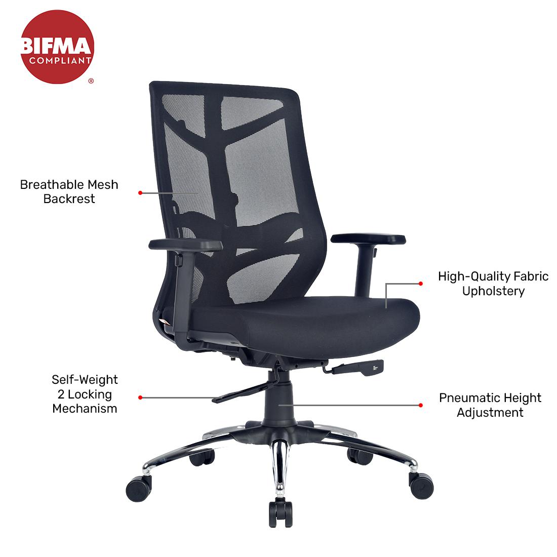 Durian Mesh Chair Black 610 x 660 x 1130 mm Two Pieces Injection Moulded Office Chairs_3