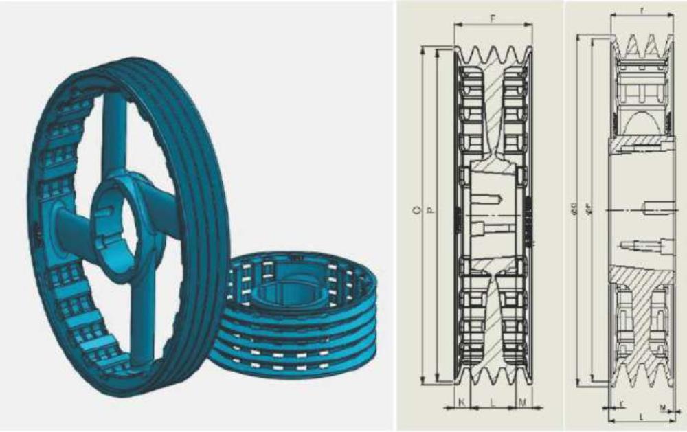 JK Fenner 160.5 mm Taper lock Belt Pulleys V Cool 60 mm_1