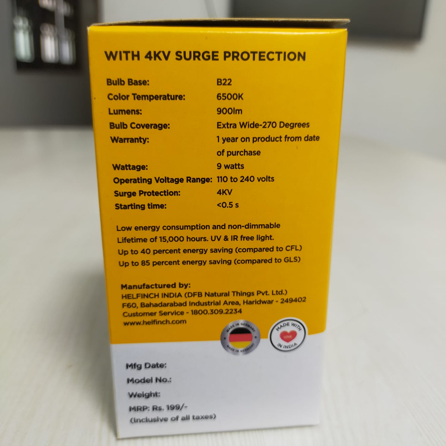 Helfinch 9 W Cool White B22 150 piece 15000 h LED Bulbs_3