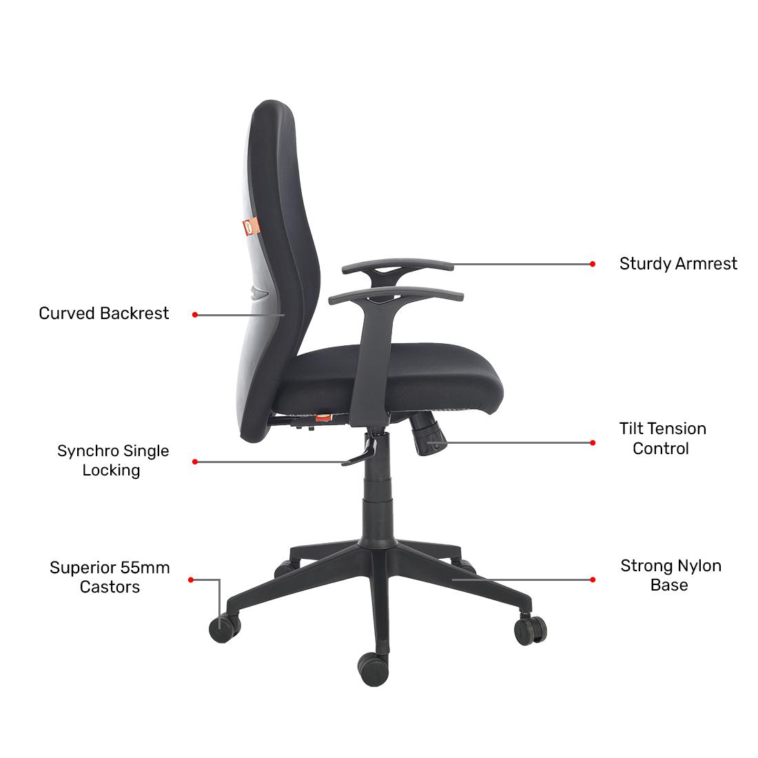 Durian Fabric Chair Black 600 x 670 x 1145 mm Hot Pressed Plywood Office Chairs_2