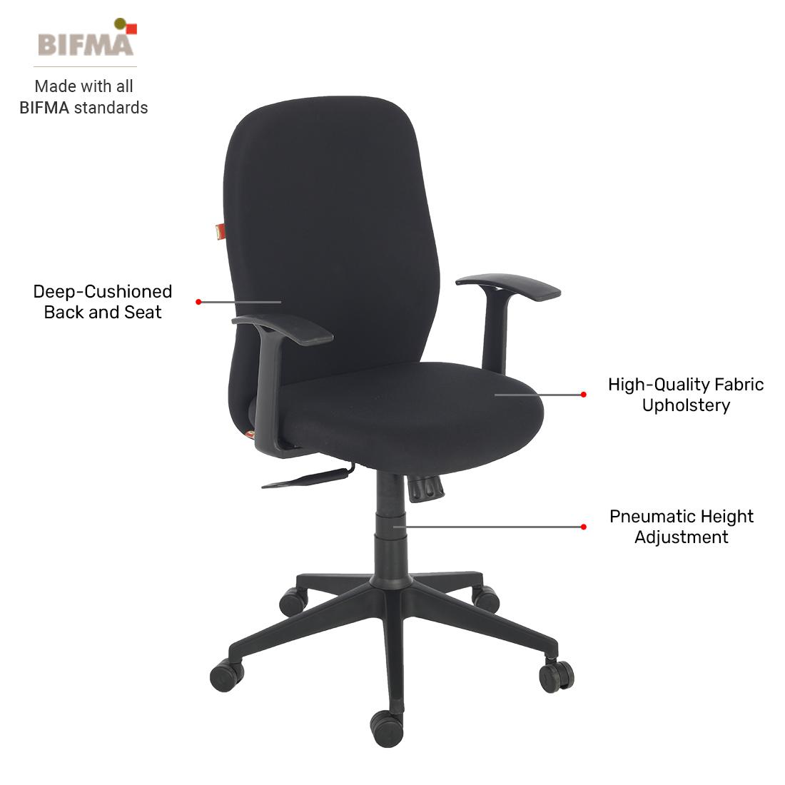 Durian Fabric Chair Black 600 x 670 x 1145 mm Hot Pressed Plywood Office Chairs_3