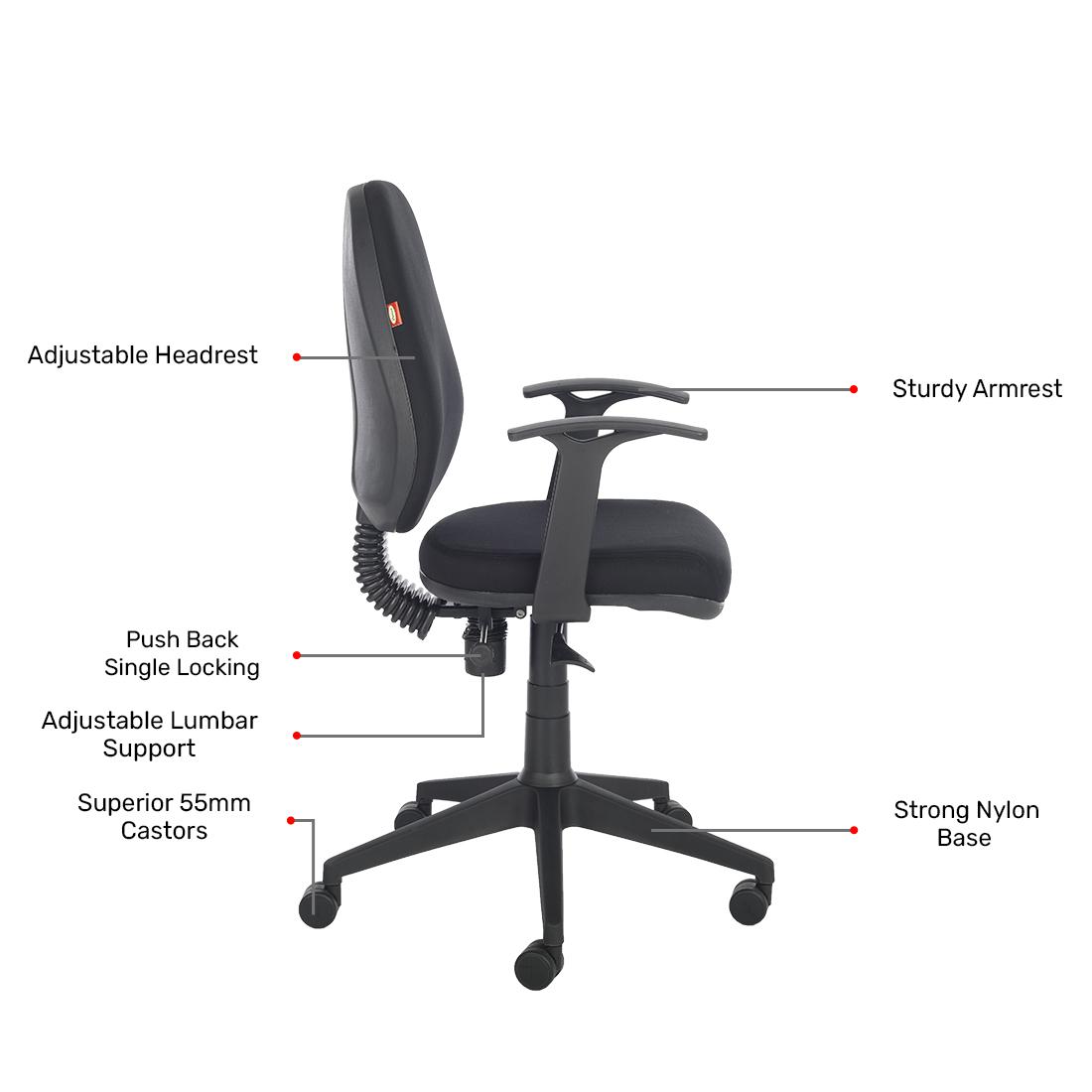 Durian Fabric Chair Black 570 x 670 x 1050 mm Hot Pressed Plywood Office Chairs_3