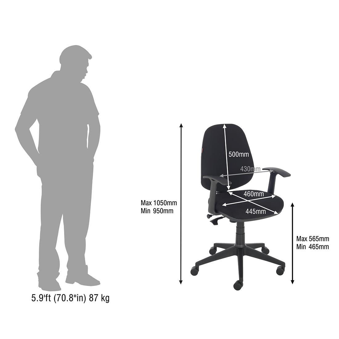 Durian Fabric Chair Black 570 x 670 x 1050 mm Hot Pressed Plywood Office Chairs_4