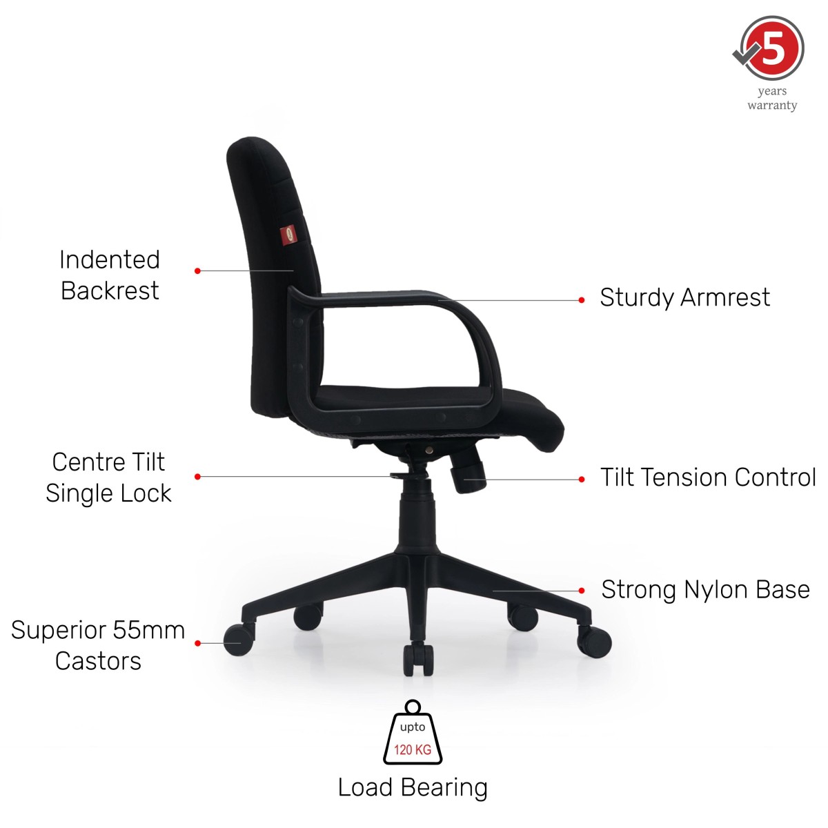 Durian Fabric Chair Black 700 x 660 x 1050 mm Hot Pressed Plywood Office Chairs_2