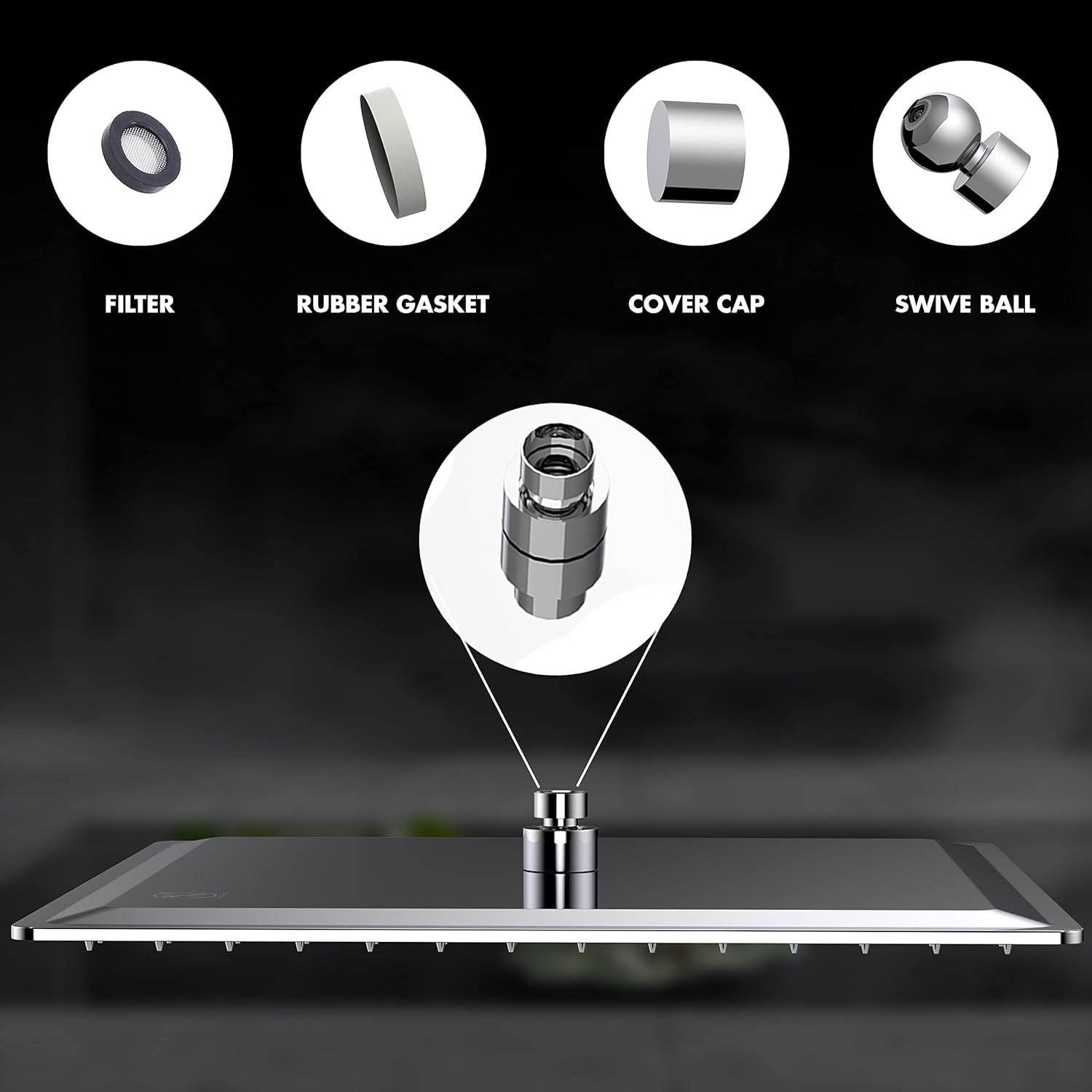 R.N. 6111 Overhead Single Flow Shower 4 x 4 inch Stainless Steel_2