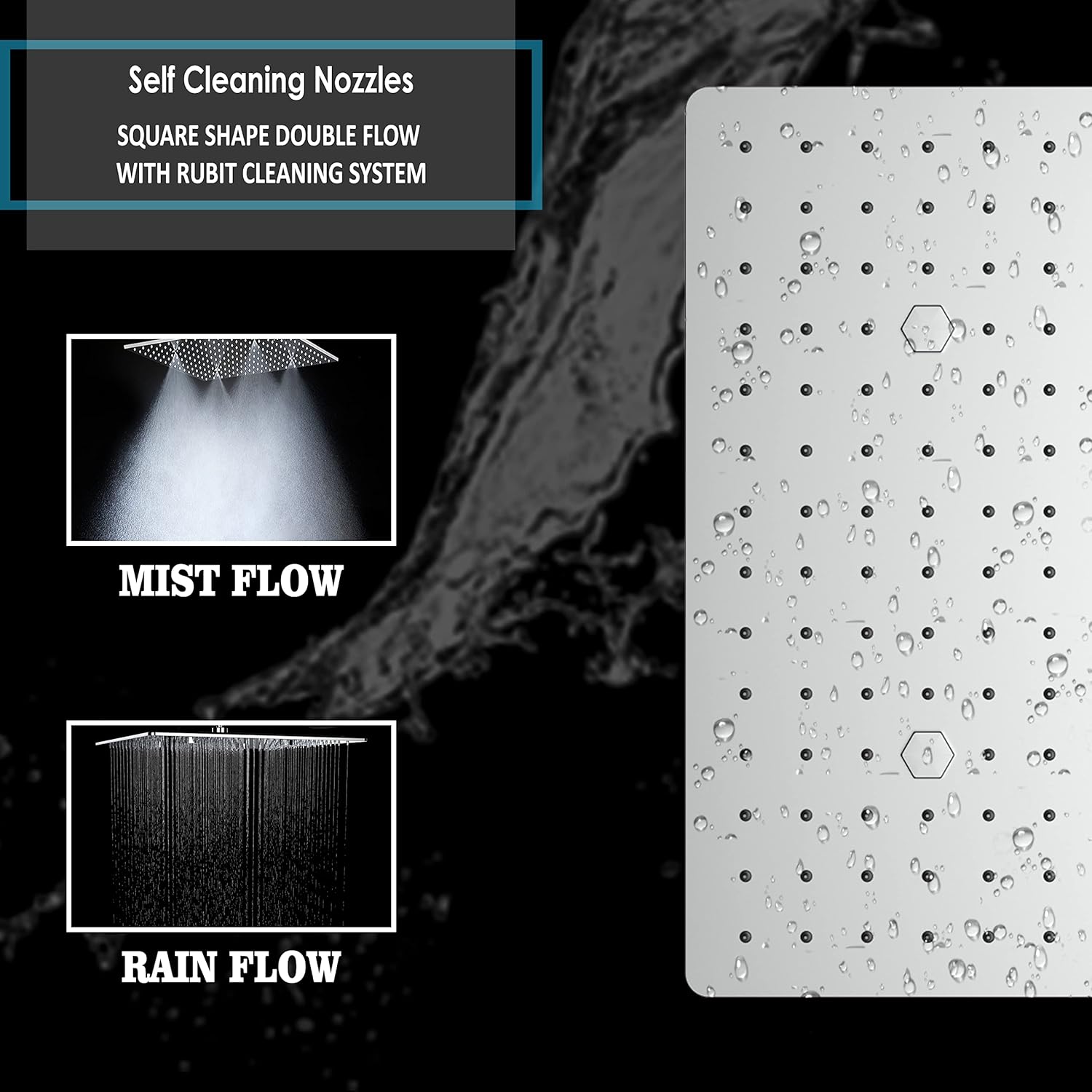 R.N. 6901 Overhead Dual Flow Shower 6 x 6 inch Stainless Steel_3