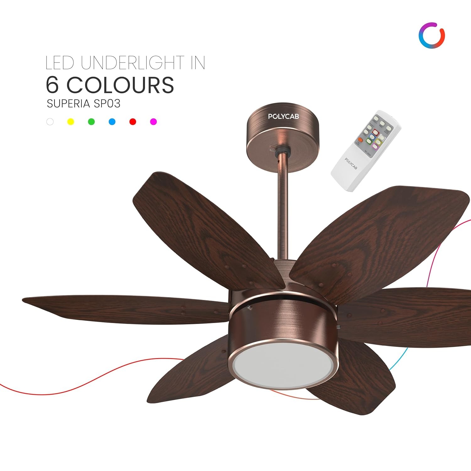 Polycab Superia Lite SP03 800 mm 6 Blades 70 W Antique Copper Rosewood Ceiling Fans_1