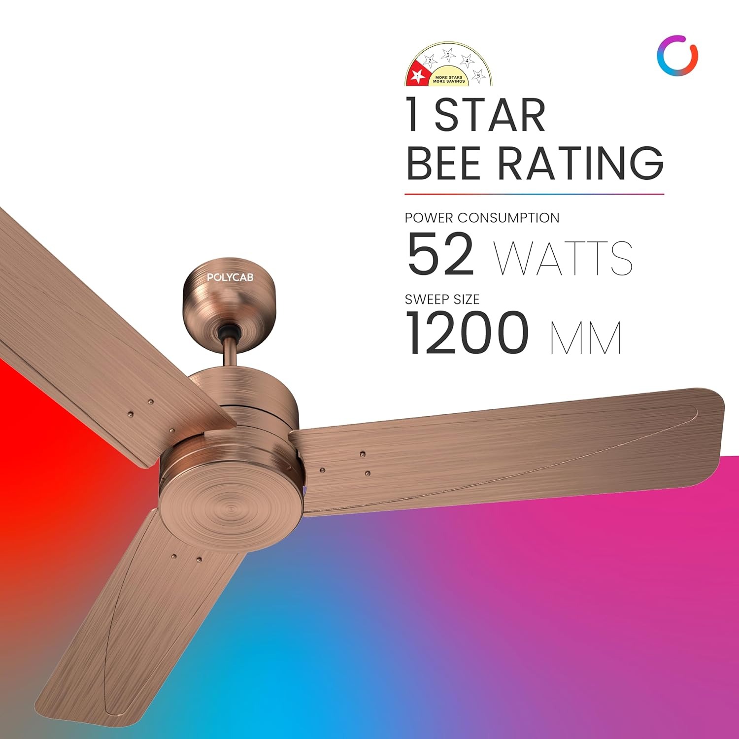 Polycab Superia Lite SP07 1200 mm 3 Blades 50 W Antique Copper Ceiling Fans_2