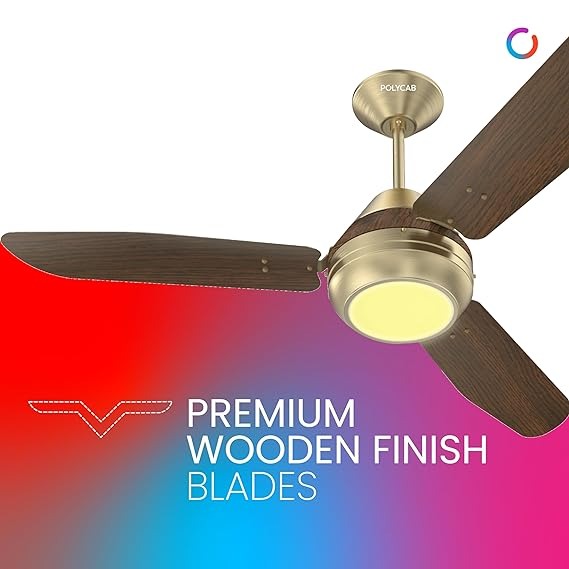 Polycab Superia SP01 1200 mm 3 Blades 50 W Antique Brass Dark Wood Ceiling Fans_2