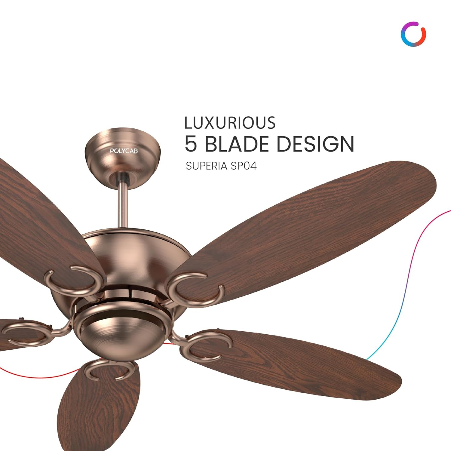 Polycab Superia SP04 BLDC 1200 mm 5 Blades 42 W Antique Copper Rosewood Ceiling Fans_3