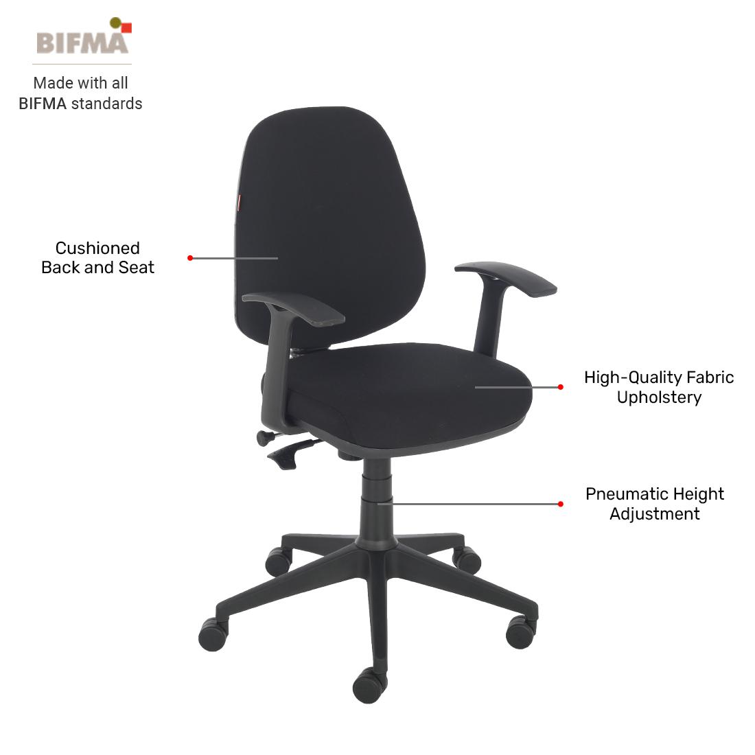 Durian Fabric Chair Black 560 x 660 x 975 mm Hot Pressed Plywood Office Chairs_2