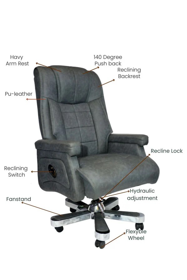 EVIAN Revolving Chair Grey D Ton 1168 x 673 x 533 mm Wooden Office Chairs_2