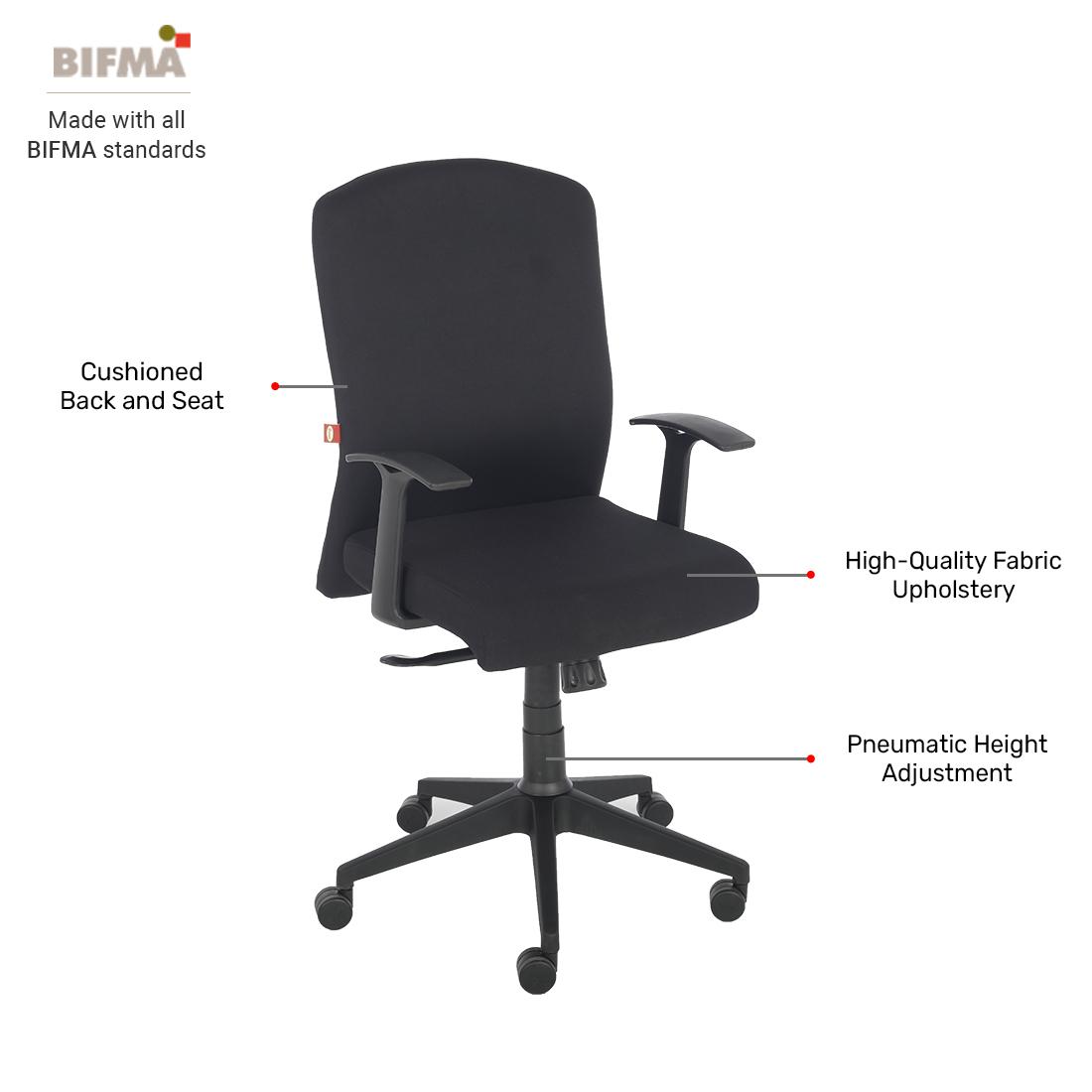 Durian Fabric Chair Black 620 x 660 x 1170 mm Hot Pressed Plywood Office Chairs_2