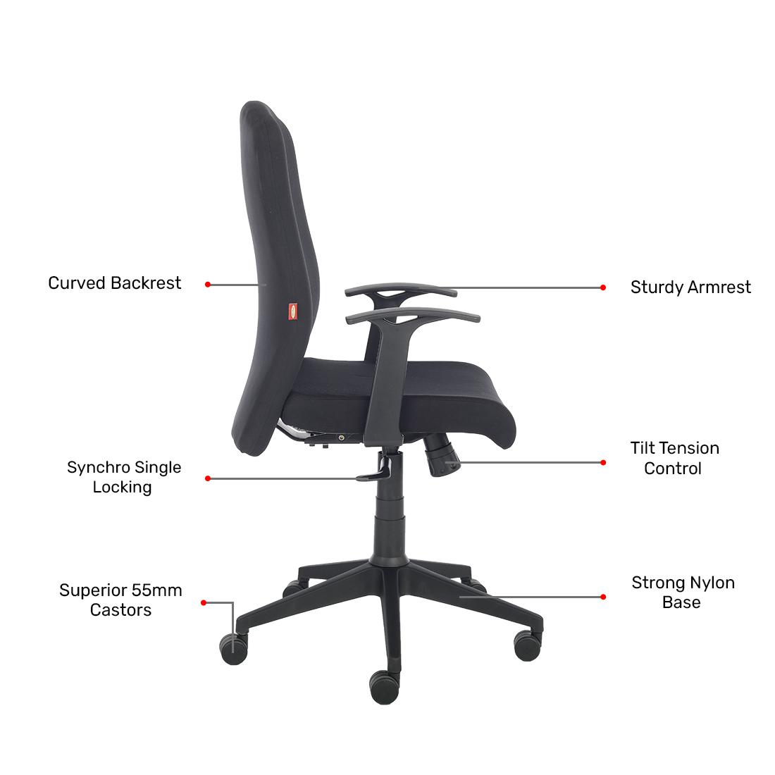 Durian Fabric Chair Black 620 x 660 x 1170 mm Hot Pressed Plywood Office Chairs_3