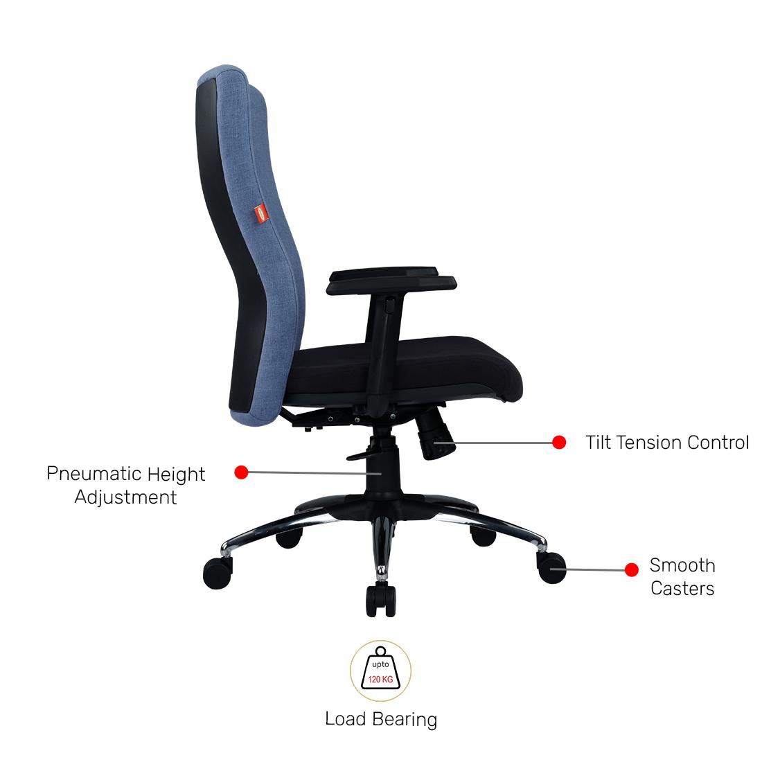 Durian Fabric Chair Black, Blue 625 x 695 x 1075 mm Hot Pressed Plywood Office Chairs_3