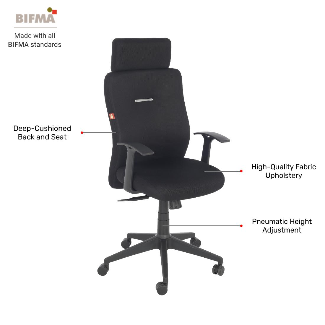 Durian HighBack Standard Fabric Chair Black 580 x 670 x 1255 mm Hot Pressed Plywood Office Chairs_2