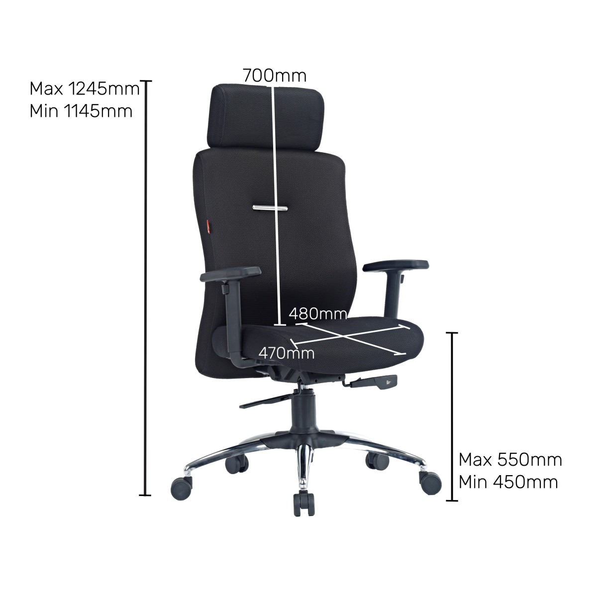 Durian HighBack Premium Fabric Chair Black 580 x 670 x 1255 mm Hot Pressed Plywood Office Chairs_4