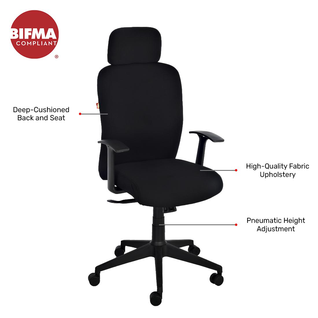 Durian HighBack Standard Fabric Chair Black 600 x 660 x 1275 mm Hot Pressed Plywood Office Chairs_2