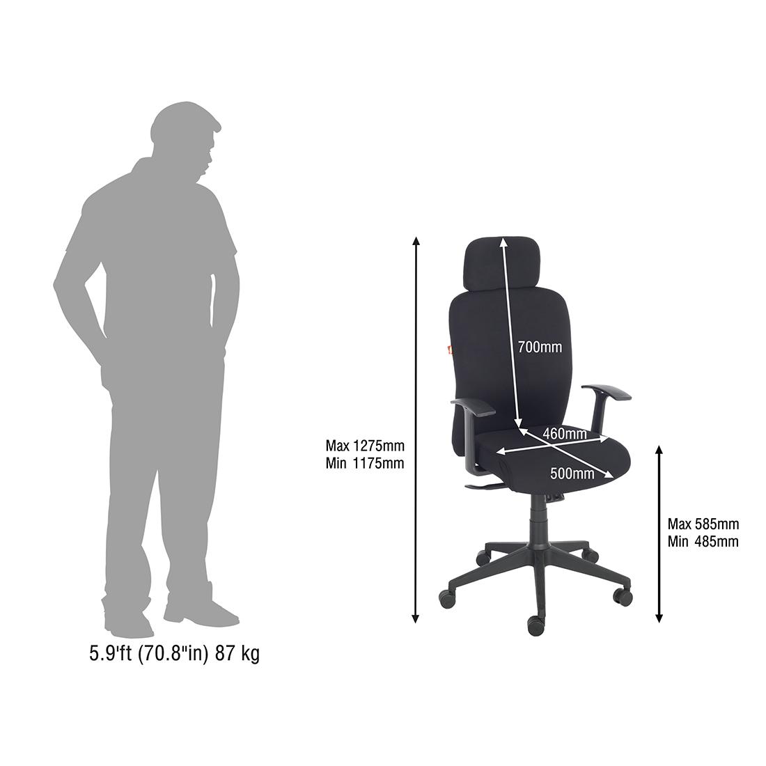 Durian HighBack Standard Fabric Chair Black 600 x 660 x 1275 mm Hot Pressed Plywood Office Chairs_4