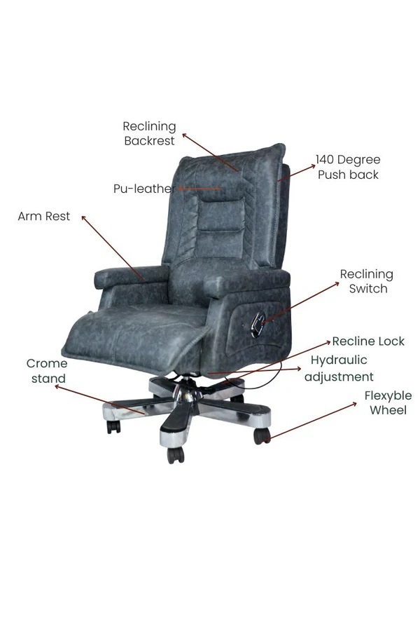 EVIAN Revolving Chair Grey 1117 x 673 x 533 mm Wooden Office Chairs_2