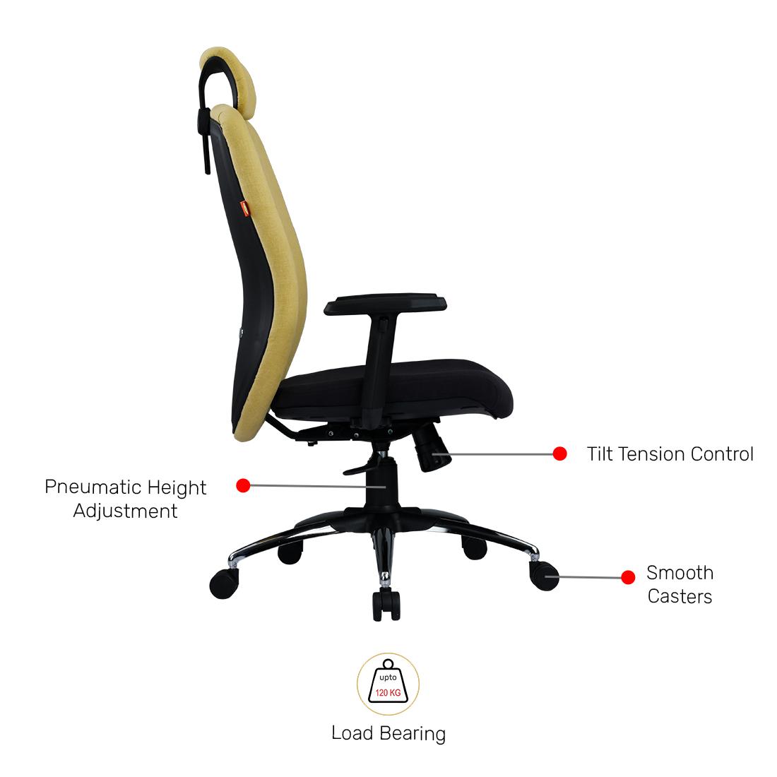Durian HighBack Standard Chair Black and Yellow 625 x 700 x 1300 mm Hot Pressed Plywood Office Chairs_3