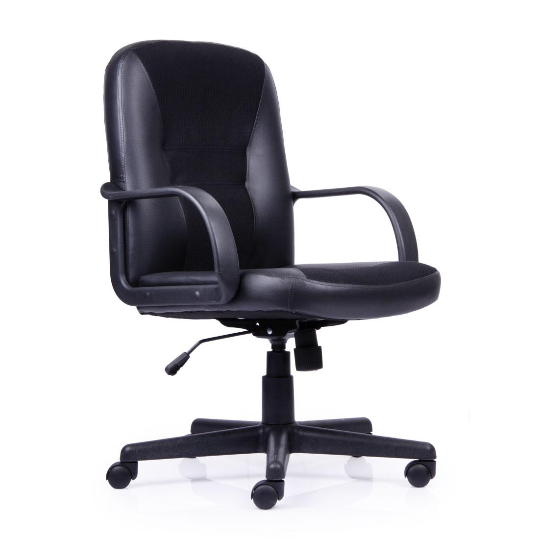 Durian MediumBack Leathrette Chair Black 610 x 520 x 1050 mm Hot Pressed Plywood Office Chairs_1