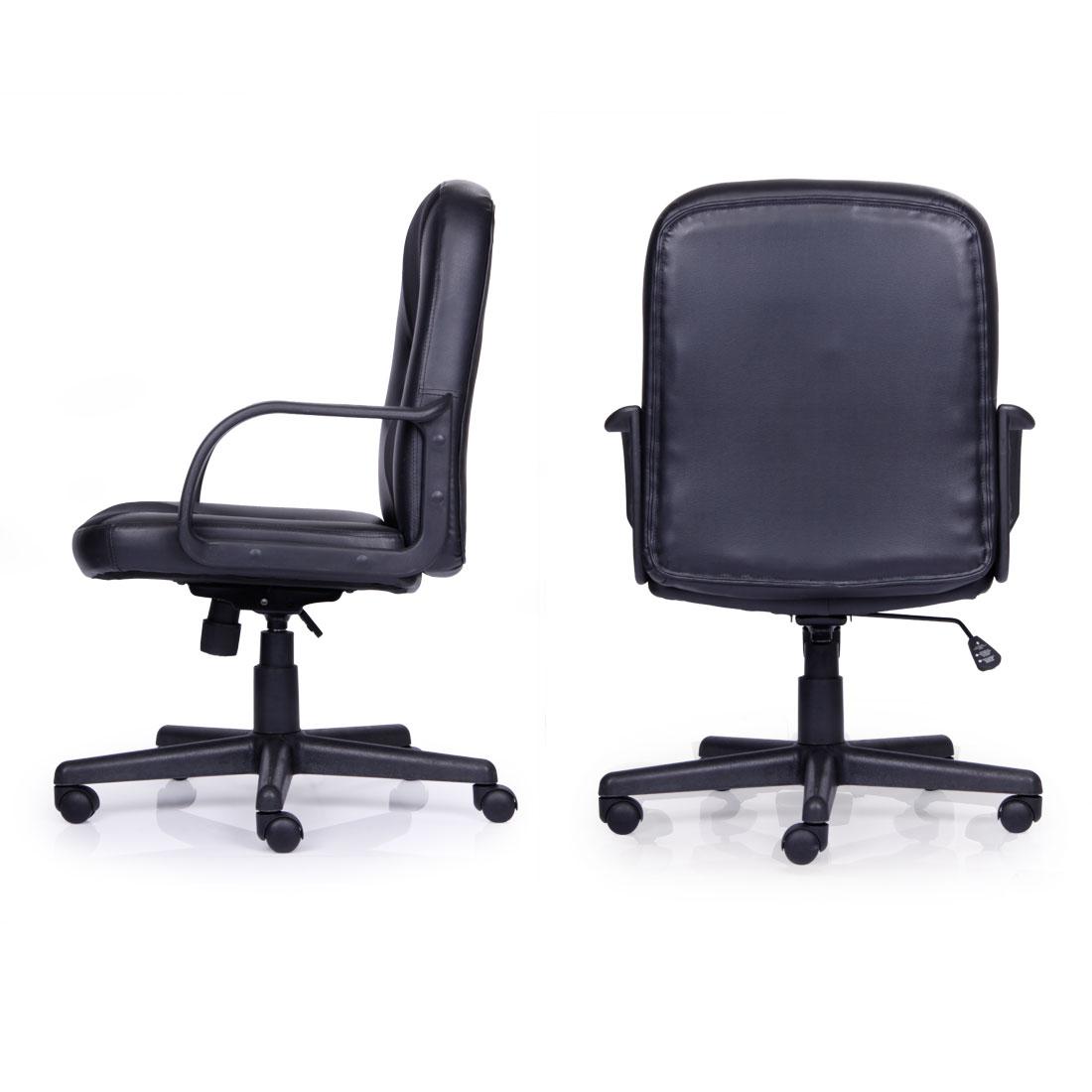 Durian MediumBack Leathrette Chair Black 610 x 520 x 1050 mm Hot Pressed Plywood Office Chairs_2