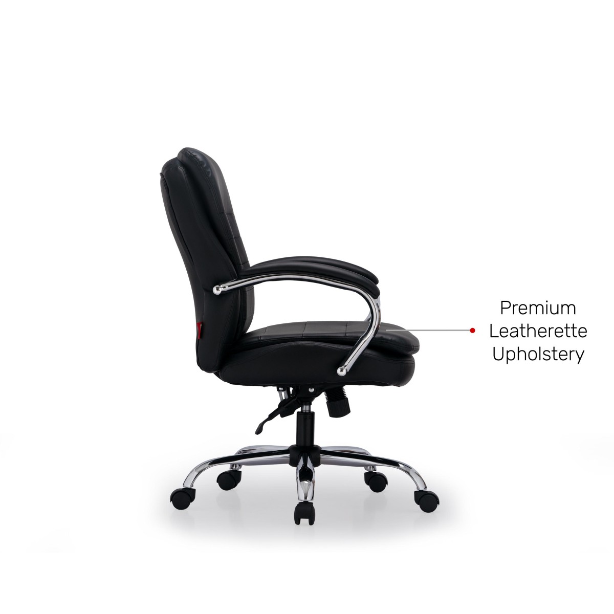 Durian Low Back Leatherette Chair Black 640 x 715 x 1050 mm Hot Pressed Plywood Office Chairs_2