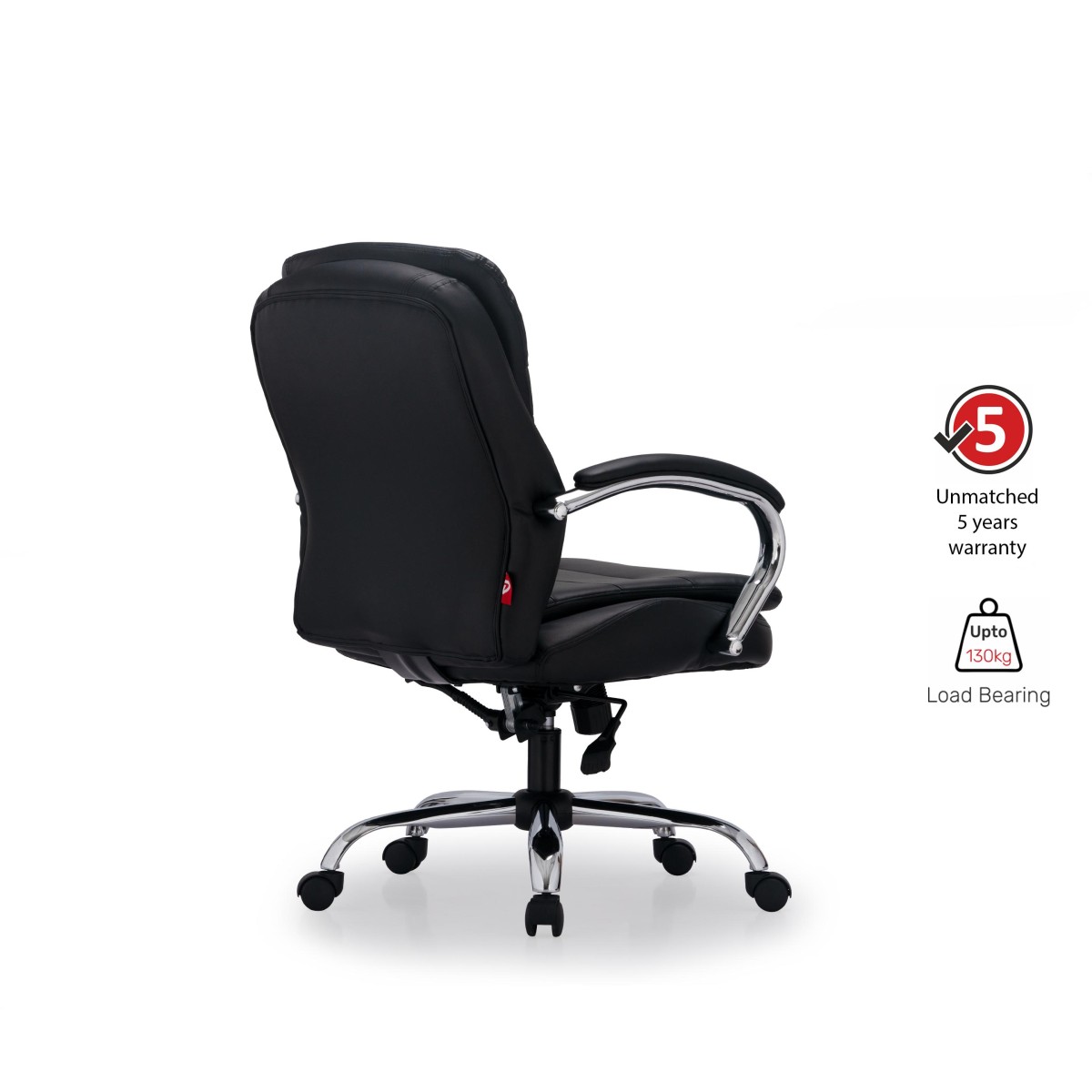 Durian Low Back Leatherette Chair Black 640 x 715 x 1050 mm Hot Pressed Plywood Office Chairs_3