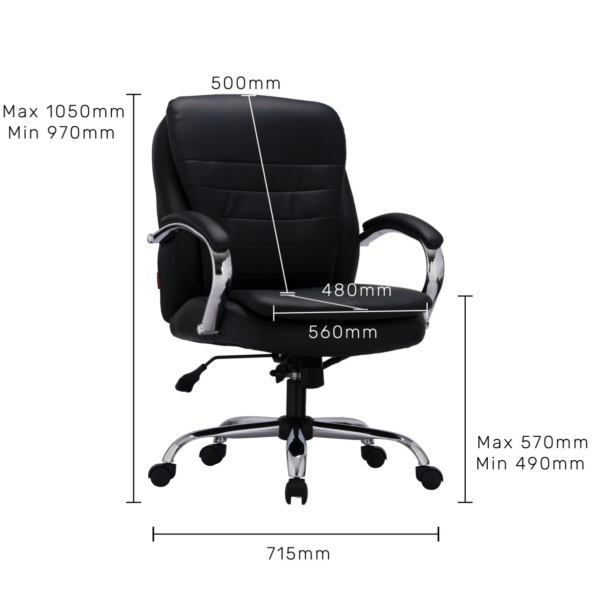 Durian Low Back Leatherette Chair Black 640 x 715 x 1050 mm Hot Pressed Plywood Office Chairs_4