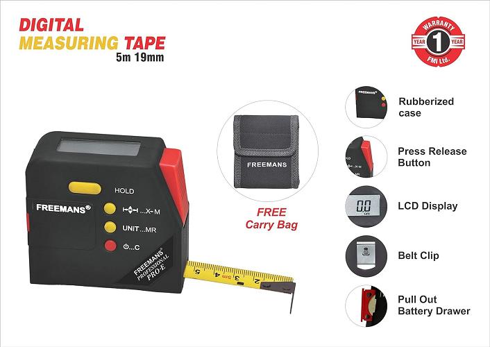 FREEMANS 19 mm Stainless Steel Measuring Tapes PRO-E 5 m Black_1
