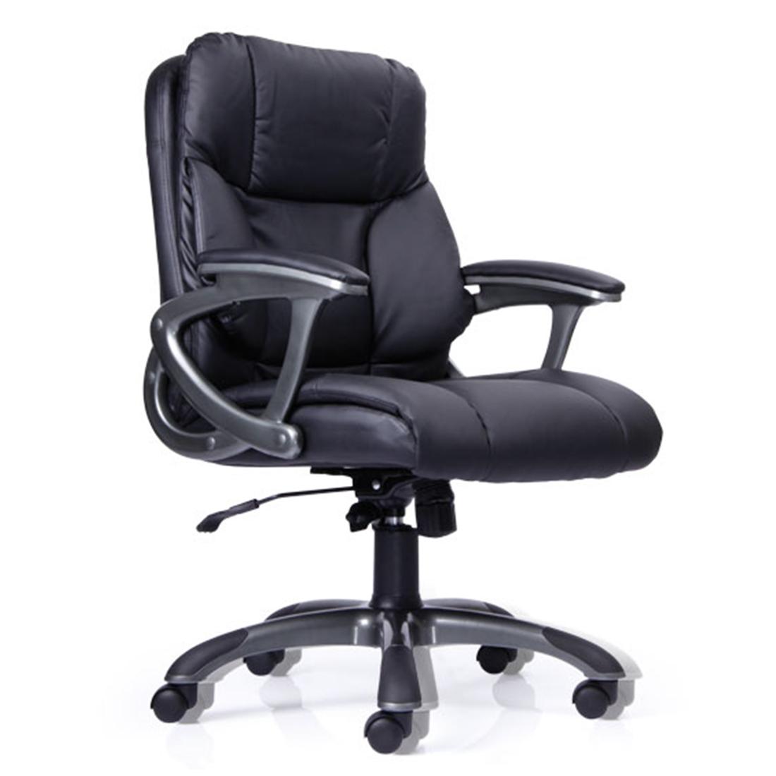 Durian Medium Back Leatherette Chair Black 700 x 540 x 1110 mm Hot Pressed Plywood Office Chairs_1