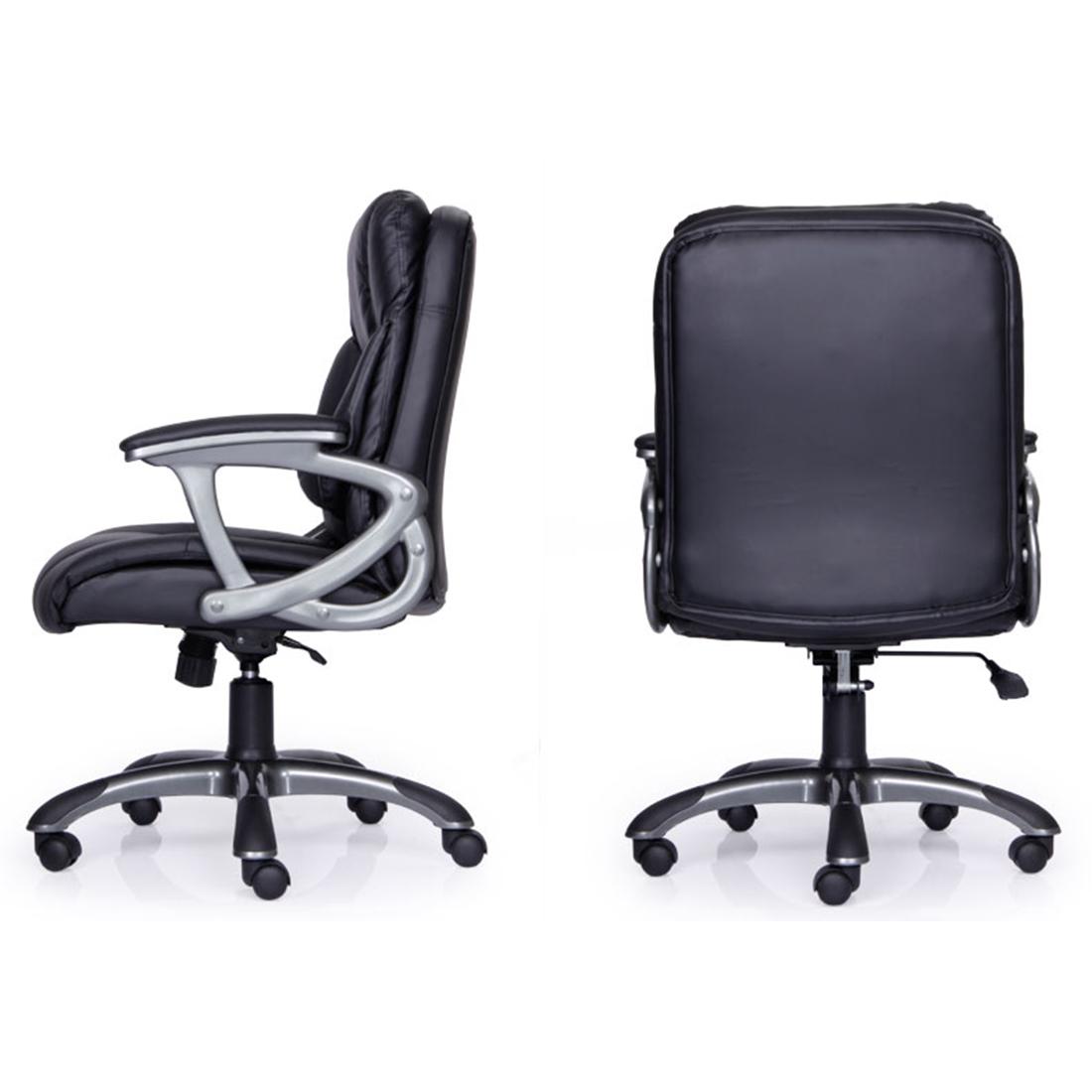 Durian Medium Back Leatherette Chair Black 700 x 540 x 1110 mm Hot Pressed Plywood Office Chairs_3