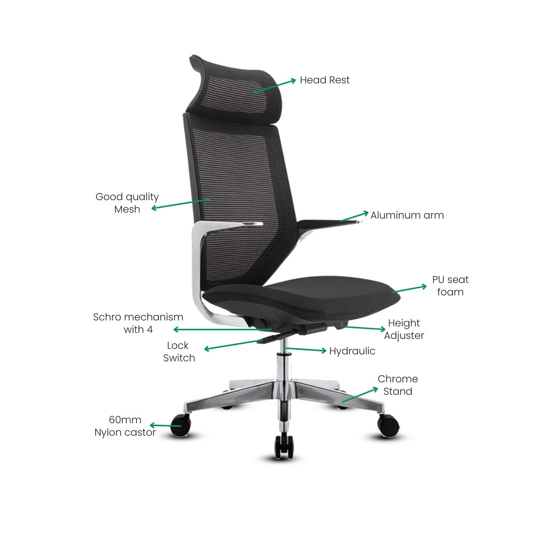 EVIAN Revolving Black 1219 x 609 x 558 mm PVC Office Chairs_1