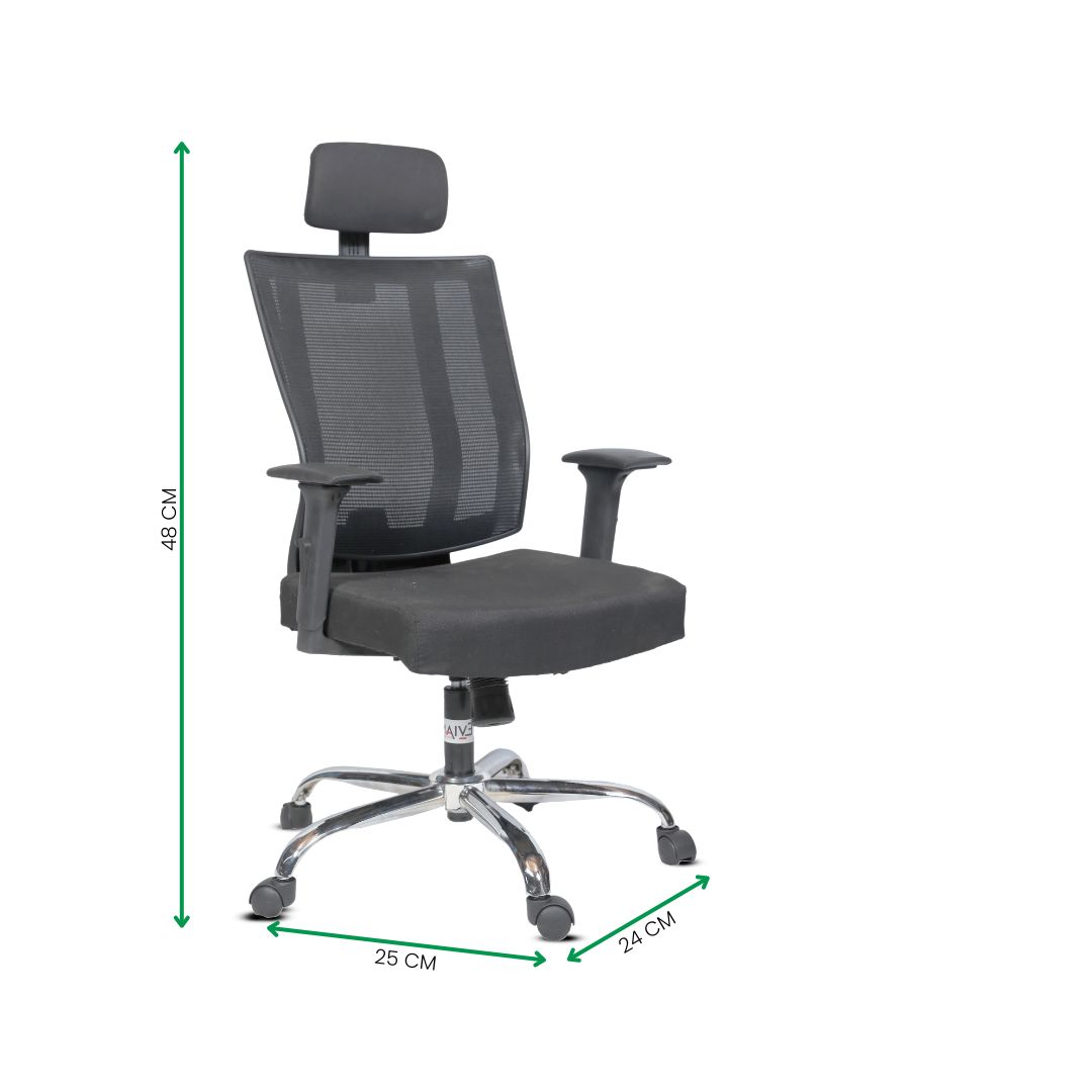 EVIAN Revolving Black 1219 x 609 x 558 mm Mesh Office Chairs_1